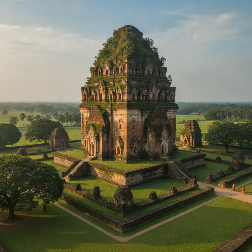 The grand central stupa at Paharpur Buddhist Monastery