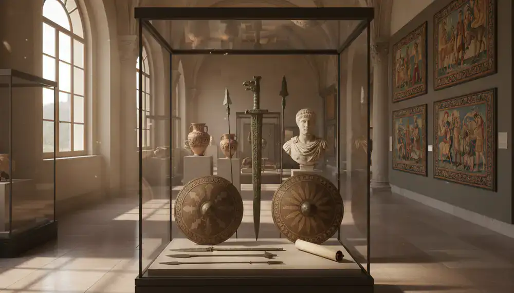 Artifacts in a historical museum setting